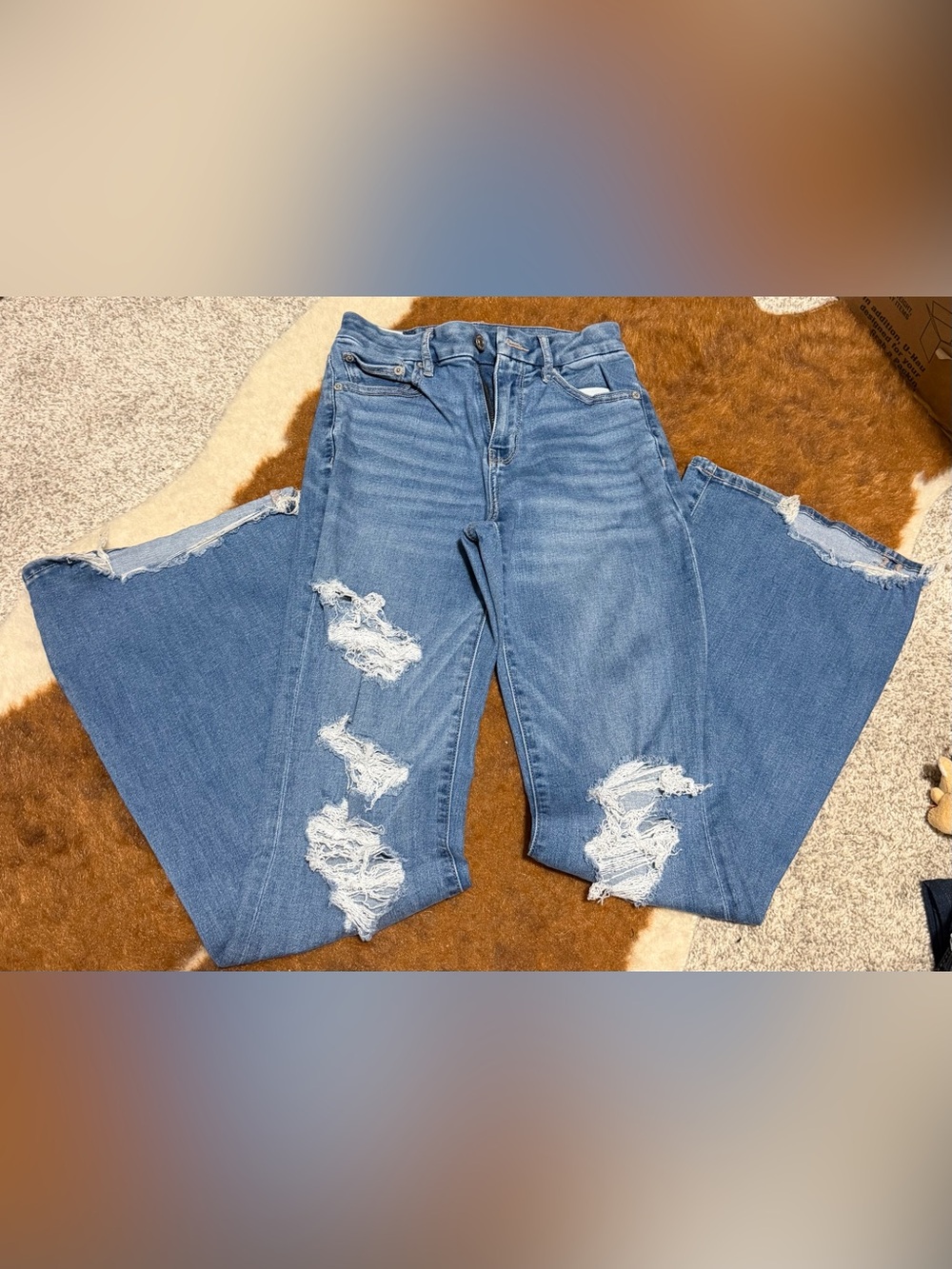 American Eagle Curvy super high-rise flare jeans.